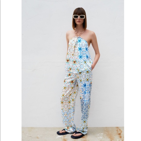 Zara multicolor Patchwork wide leg pants - Picture 3 of 5